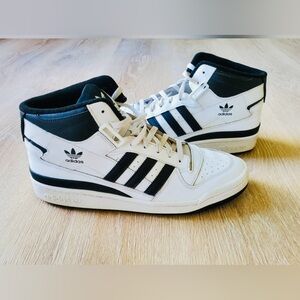 Adidas Forum Mid Cloud White Core Black Leather Sneakers Shoe-Mens 8.5 Women 9.5